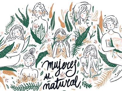 Mujeres Al Natural black and white floral girl girlpower illustration lines natural nature woman