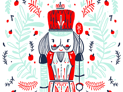 Nutcracker illustration christmas digital floral illustration nutcracker postcard skillcreen tablet wacom