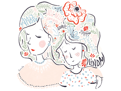 Motherhood - Editorial illustration for La Nación beauty editorial illustration lettering love mother motherhood motivation newspaper pastel