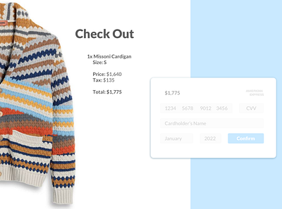 DailyUI: #002, Check out 002 cardigan checkout credit card checkout creditcard dailyui missoni sketch sweater