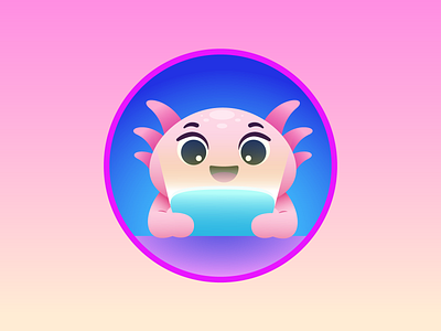 Axolote axolote axolotl character flat illustration vector