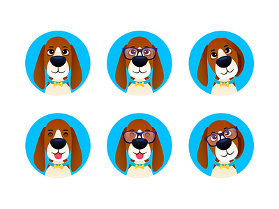 Basset Hound basset hound blue cartoon character character illustrator dog flat illustration illustrator vector