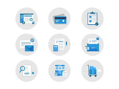 Invoice icons blue flat illustration invoice payment vector