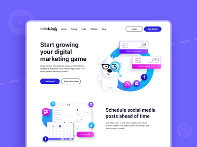 HelloWoofy design dog illustration redesign social media ui vector website