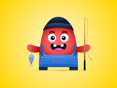 Fisherman character illustration illustrator vector