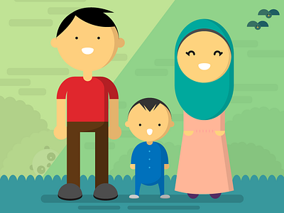 Three of us cute drawing family illustration people simple vector