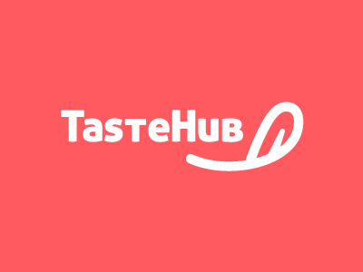 TasteHub brand delicious hub identity line logo simple smile taste tastehub tongue