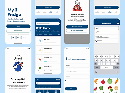 My Fridge App Design checklist food management fridge ios mobile app onboarding ui user interface design