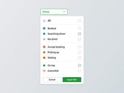 Status filter for Taxi Trip List (Agency)