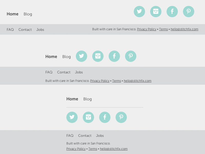 footer symbols in responsive site designer