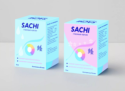 Development of packaging design for eye drops "Sachi". art branding design flat illustration illustrator logo minimal type typography