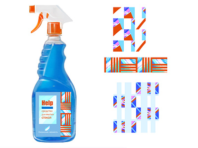 Re-branding of packaging design for glass cleaner "Help". art branding design flat illustration illustrator logo minimal type typography