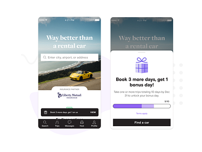 Repeat Promotions app bottom sheet car growth ios mobile promotion rental snackbar ui