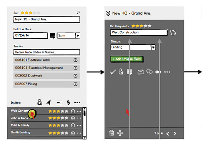 Job Panel Task Flow balsamiq experience interaction interaction design interface task flow ui user ux wireframe