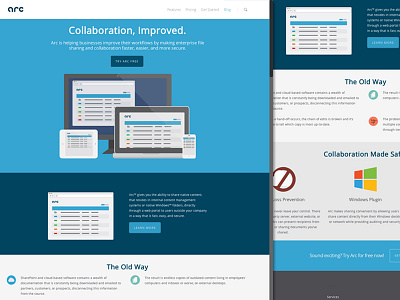 The Arc Landing Page arc collaboration file sharing landing page redesign secure site website wordpress