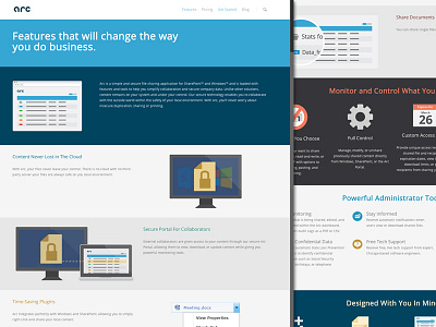 The Arc Features Page arc collaboration features file redesign secure sharing site website wordpress