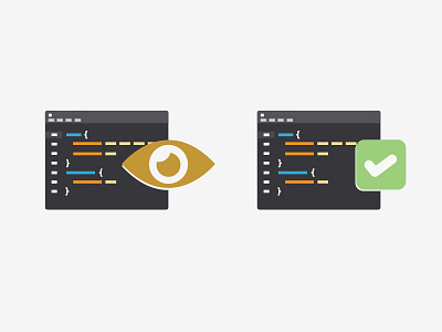 Code Review check code eye icon illustrations illustrator review web