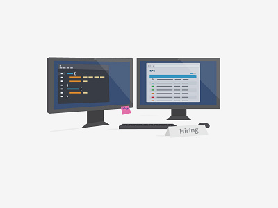 Hiring app code computers hiring illustration join monitors team