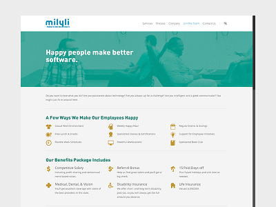 Join the Team careers jobs join milyli parallax site team web wordpress