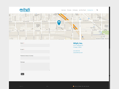 Contact Us map milyli site wordpress