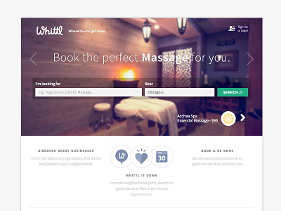 Whittl Landing Page blur filter images landing massage photo whittl