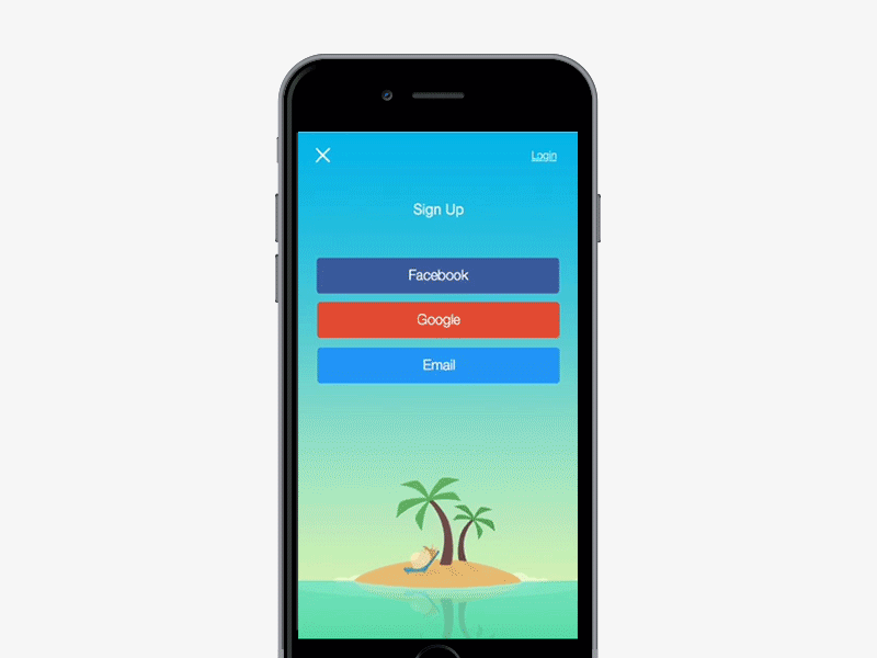 Sign Up iphone login pixate sign sketch up