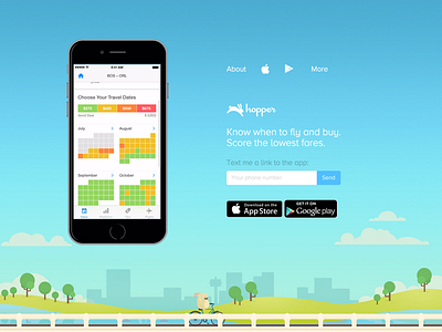 Hopper.com Refresh .com calendar flight hopper landing launch mobile web