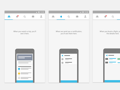 Empty States android app empty flight state trip ui