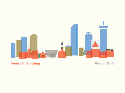 2015 Holiday Card boston card holiday illustration print