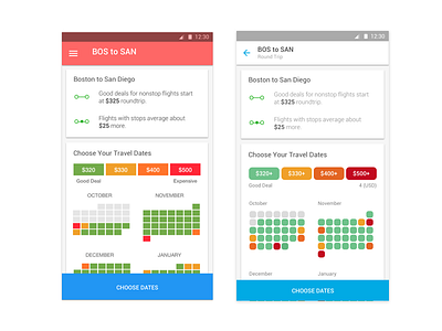 Calendar Updates android calendar dates flights mobile ui