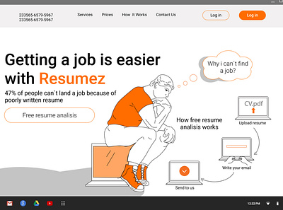 Website for creating your resume design flat illustration illustrator minimal ui ux vector web website