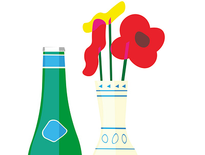 Pellegrino and poppies childrens illustration editorial illustration flower illustration food editorial food illustration illustration vector illustration