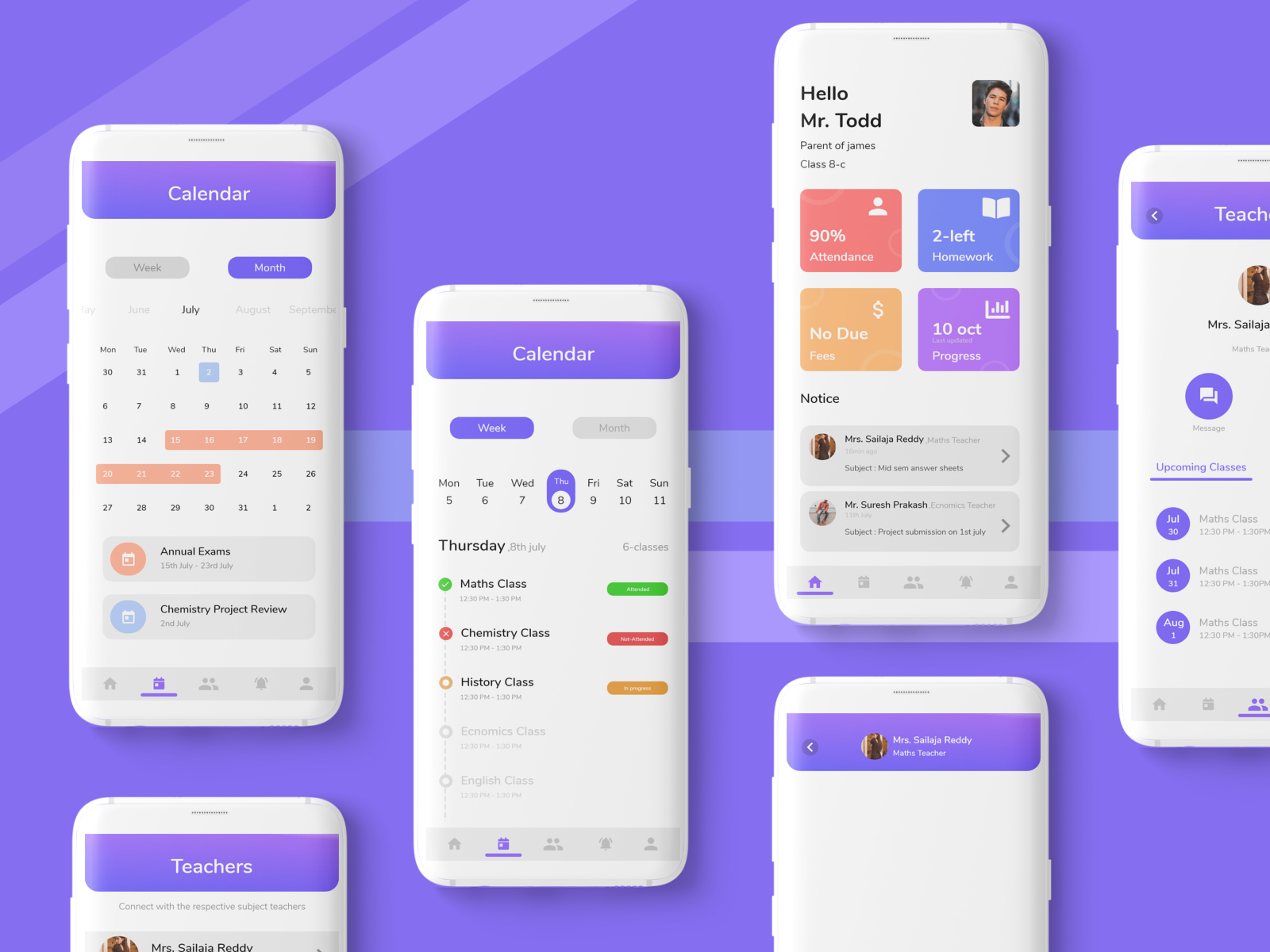 Student progress app by Sahith Uppala on Dribbble