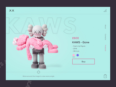 KAWS - Online store blue card design ecommerce figure interface minimal online shop online store commerce personal website pink redisign simple site toy store ui ux webdesign website design