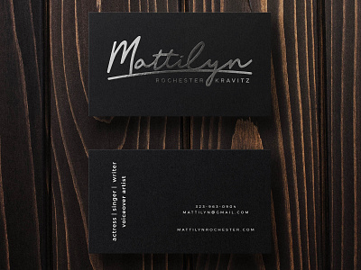 MATTILYN Business CARD actress blackandwhite brand branding businesscard foil lettering logo namecard print script silver silverfoil simple typography