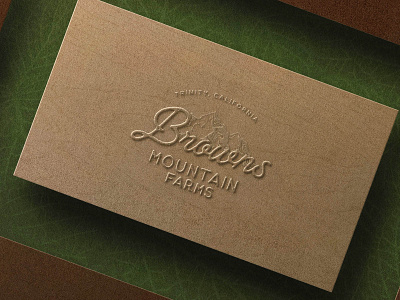 BROWNS Business Card borwn branding businesscard cannbisfarm emboss farm lettering logo mountain wood