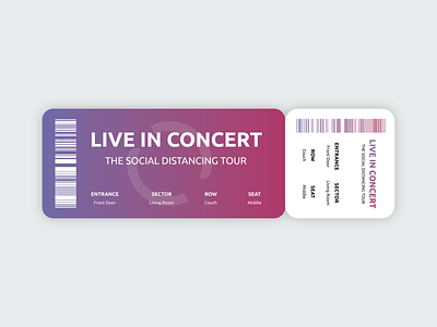 Live in Concert concert coronavirus covid 19 design flat design flat illustration gradient illustrator music rounded corner social media ticket vector vector illustration