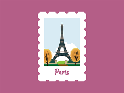 Paris eiffel tower flat design flat illustration icon illustrator landmarks paris parisian project stamp travel