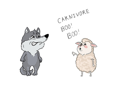 BOO! BOO! animals cartoon funny illustration sheep wolf