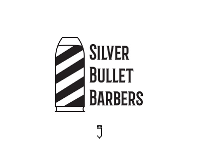 Silver Bullet Barbers barber logo black and white branding bullet dailylogochallenge design illustrator logo minimal silver typography vector