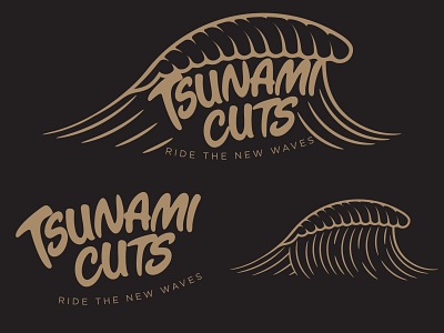 Tsunami Cuts barber branding design icon illustration illustrator logo minimal typography vector wave