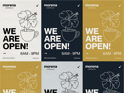 Opening Posters brand brandidentity branding coffee coffee shop custom design identity identity design morena poster poster design print shop type typography uniqorns