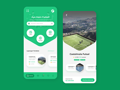 Futser - Futsal Apps booking app football football app futsal futsal app green app soccer soccer app ui uiux ux