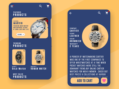 Watch Shopping App UI Design watch app design ui interface
