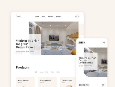 SHPX - Modern Interior Furniture Store Design branding design dev.to e commerce graphic design minimalist shopify store ui web web design