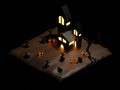 Isometric 3D Halloween 3d blender halloween isometric modelling rendering