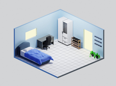 Isometrik Workspace Room 3d 3d art 3dart 3disometric blender design illustration isometric isometric 3d modeling rendering room workspace