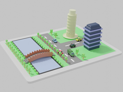 3D Isometric tower of pisa