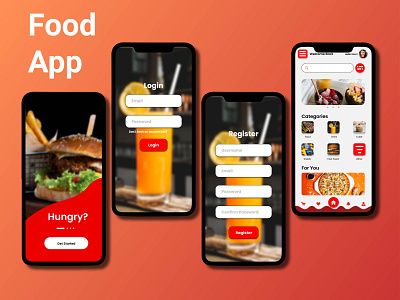 Food App UI Design app mobile design food app food ui graphic design mobile ui ui application ui mobile ux ux mobile