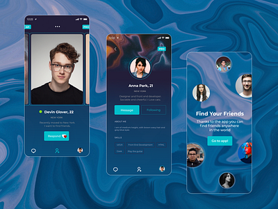 Find Friends app branding design logo typography ui web